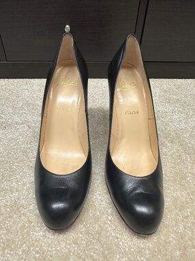 Christian Louboutin Almond Toe Black Leather Pump